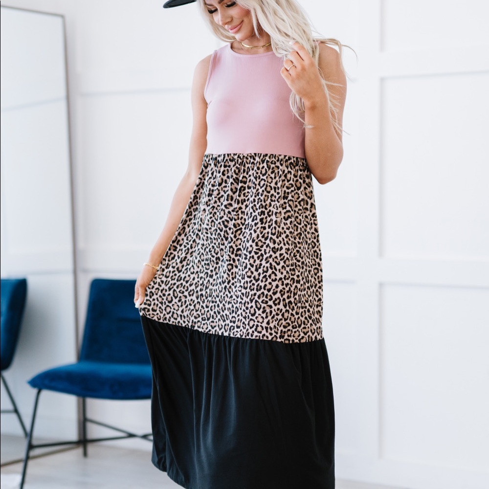 P & Rose Color Block Midi Dress